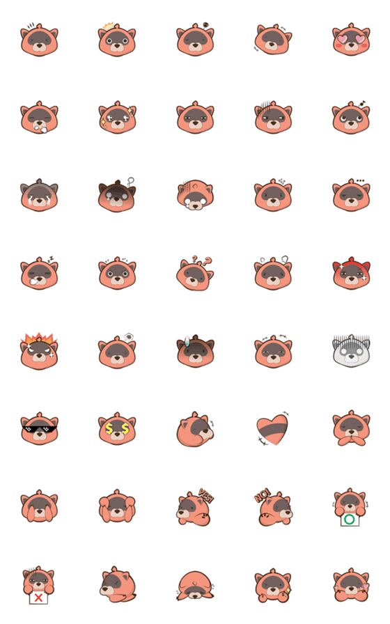 [LINE絵文字]Rukkun the raccoonの画像一覧