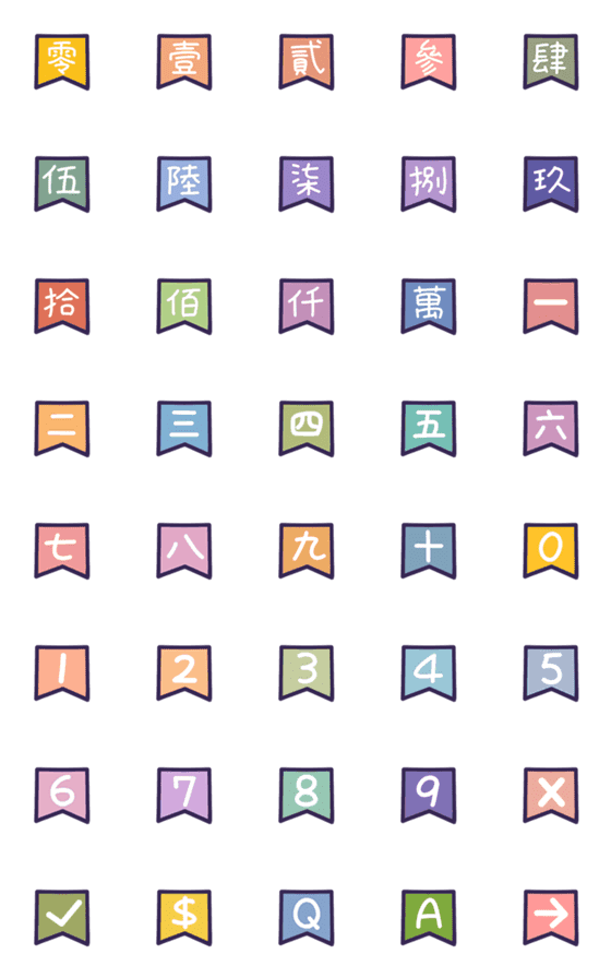 [LINE絵文字]Various numbers/numbers (ribbons) (1-10)の画像一覧