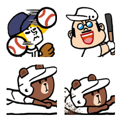 [LINE絵文字] 動く絵文字♪BROWN＆FRIENDS「Let's野球」の画像