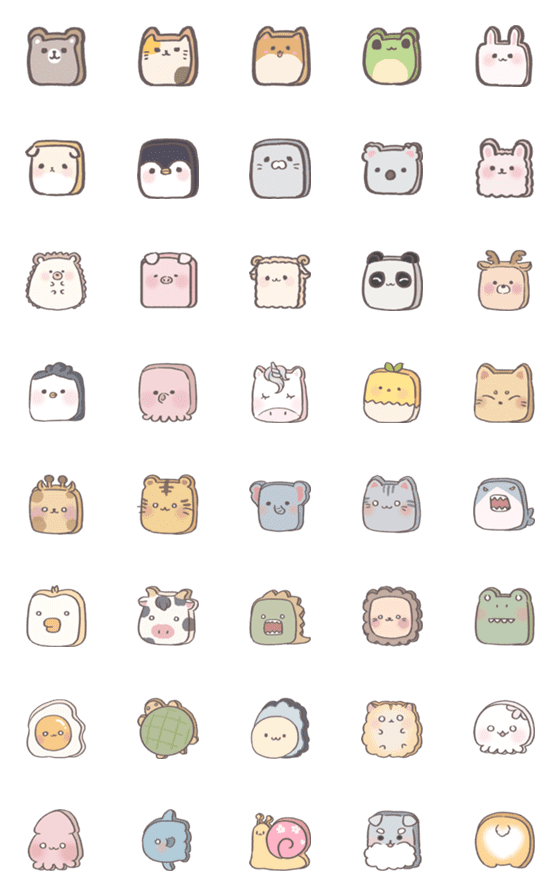 [LINE絵文字]Animal toast emojiの画像一覧