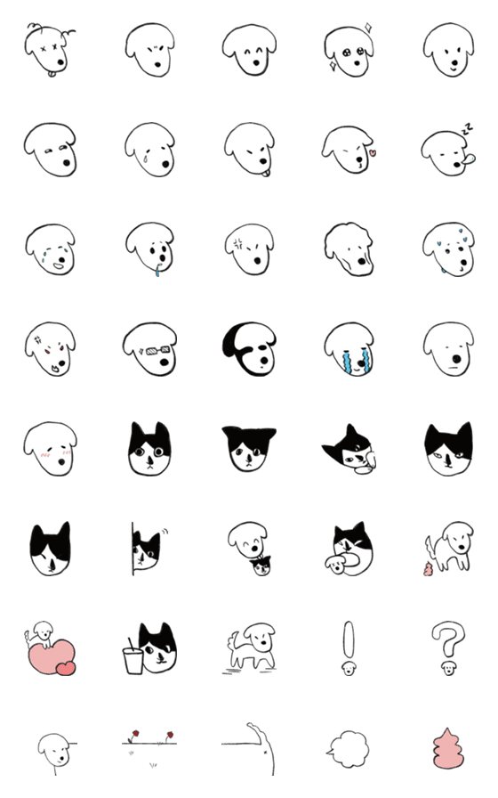 [LINE絵文字]happy doggy＆angy meowの画像一覧