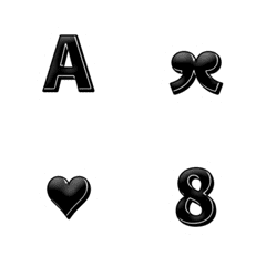 [LINE絵文字] QxQ BLACK ♥ ABC 123 英語 数字の画像