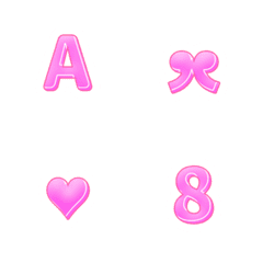 [LINE絵文字] QxQ PINK ♥ ABC 123 英語 数字の画像