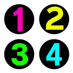 [LINE絵文字] Number emoji black colorful neon circleの画像