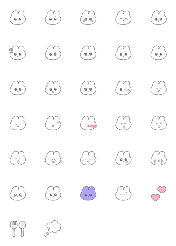 [LINE絵文字]Simple white rabbit emoji.の画像一覧