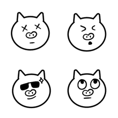 [LINE絵文字] QxQ 大人可愛い 動物 ラッキー豚 顔文字の画像