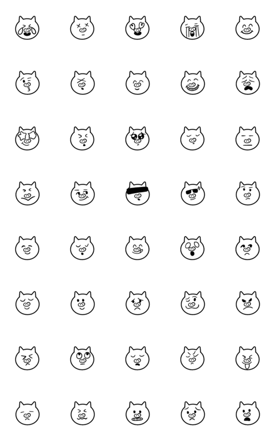 [LINE絵文字]QxQ 大人可愛い 動物 ラッキー豚 顔文字の画像一覧