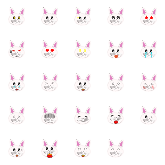 [LINE絵文字]Rabbitcat expression stickersの画像一覧