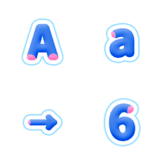 [LINE絵文字] QxQ ピンク 青 POP ♥ ABC 123 英語 数字の画像