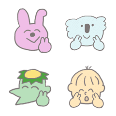 ゆるっとかわいいピースなどうぶつ達の絵文字メイン画像