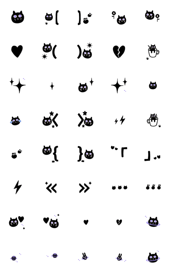 [LINE絵文字]QxQ 大人可愛い 動物 ラッキー 黒猫 顔文字の画像一覧