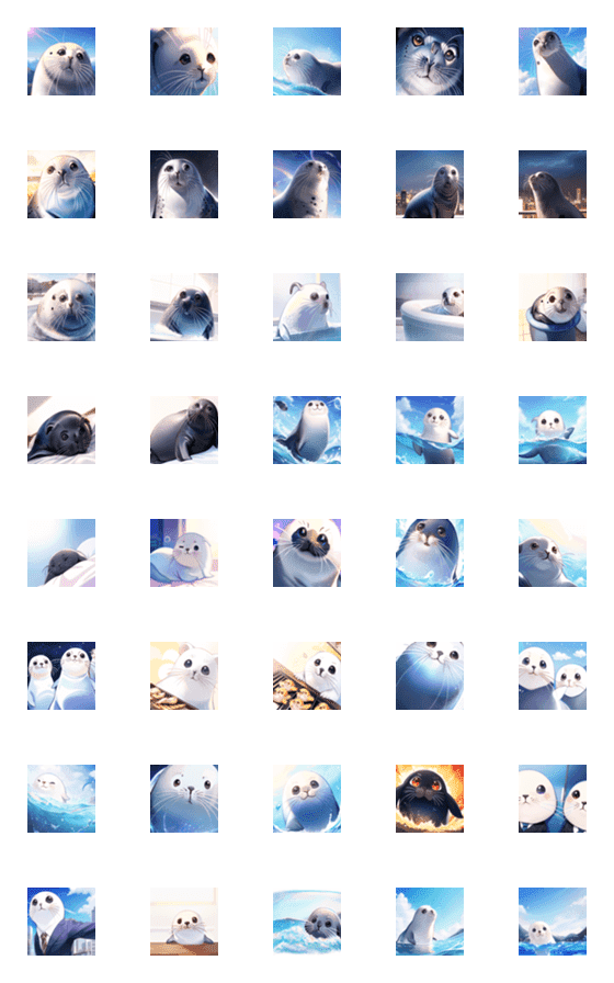 [LINE絵文字]可愛いアザラシの絵文字の画像一覧