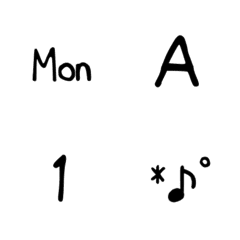 QxQ 手書きアルファベット 黒 ローマ字 2の絵文字メイン画像