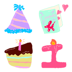 [LINE絵文字] Kawaii 手書き風絵文字 Happybirthday ver.の画像