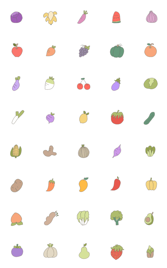 [LINE絵文字]cute fruits and vegetables.の画像一覧