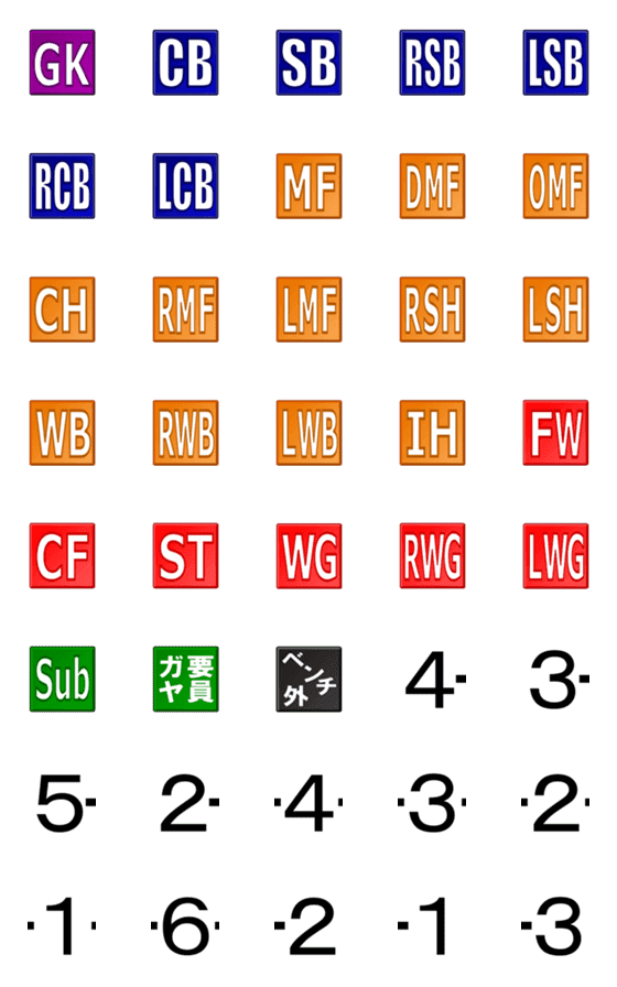 [LINE絵文字]サッカー「ポジ＆フォメ」絵文字！！の画像一覧