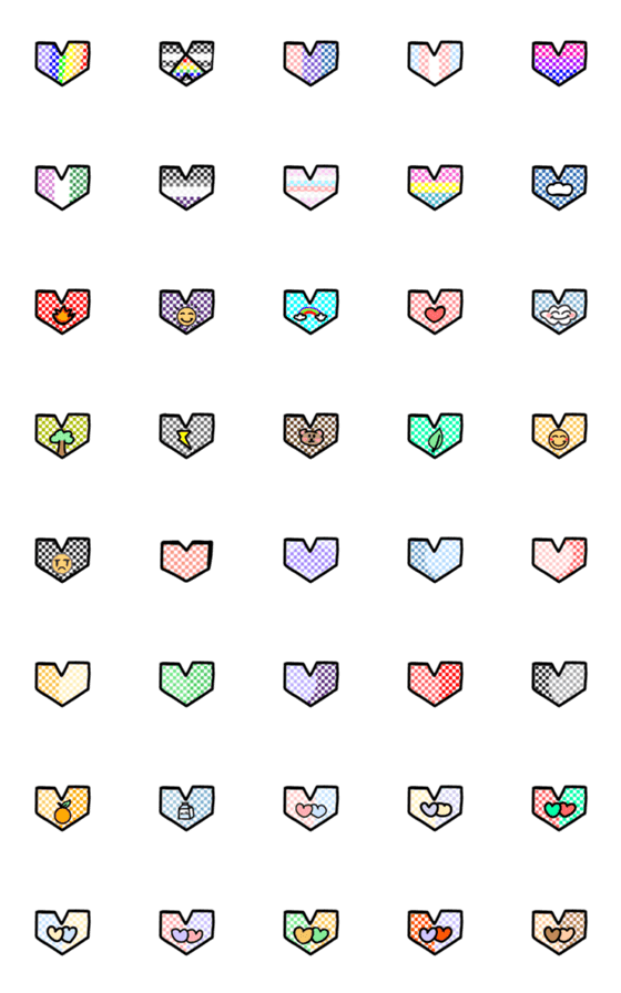 [LINE絵文字]Cute checkered heartの画像一覧