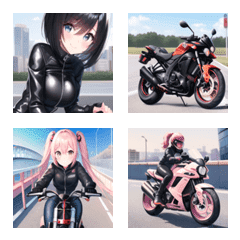 [LINE絵文字] バイク好きな女の子の画像