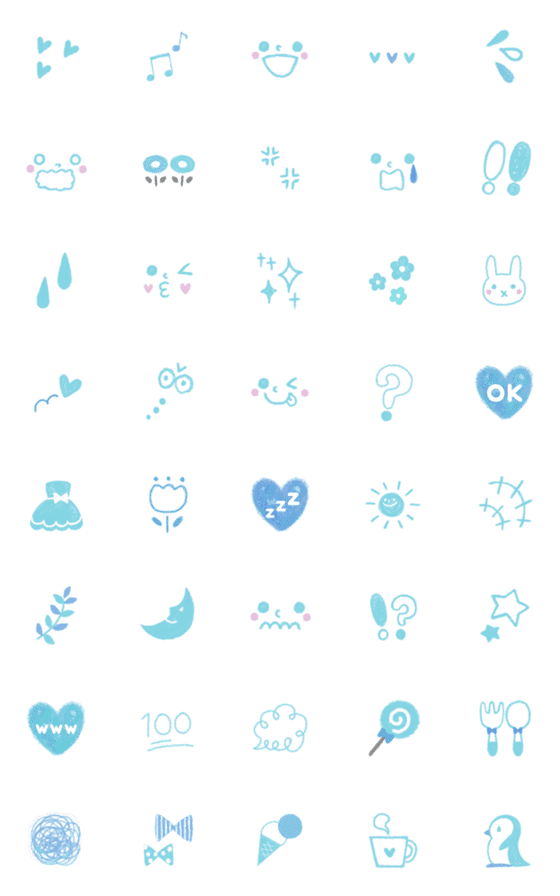 [LINE絵文字]水色シンプル絵文字の画像一覧