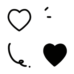 [LINE絵文字] 【くろ♡シンプル】超普段えもじの画像