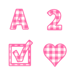 [LINE絵文字] QxQ タータン ピンク ♥ ABC 123 英語数字の画像