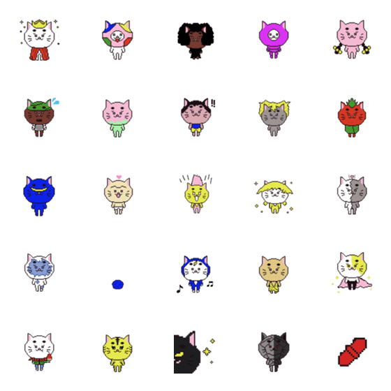 [LINE絵文字]動くCBAs猫のドット絵文字の画像一覧