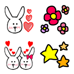 [LINE絵文字] シンプルな気の抜けたうさぎの画像