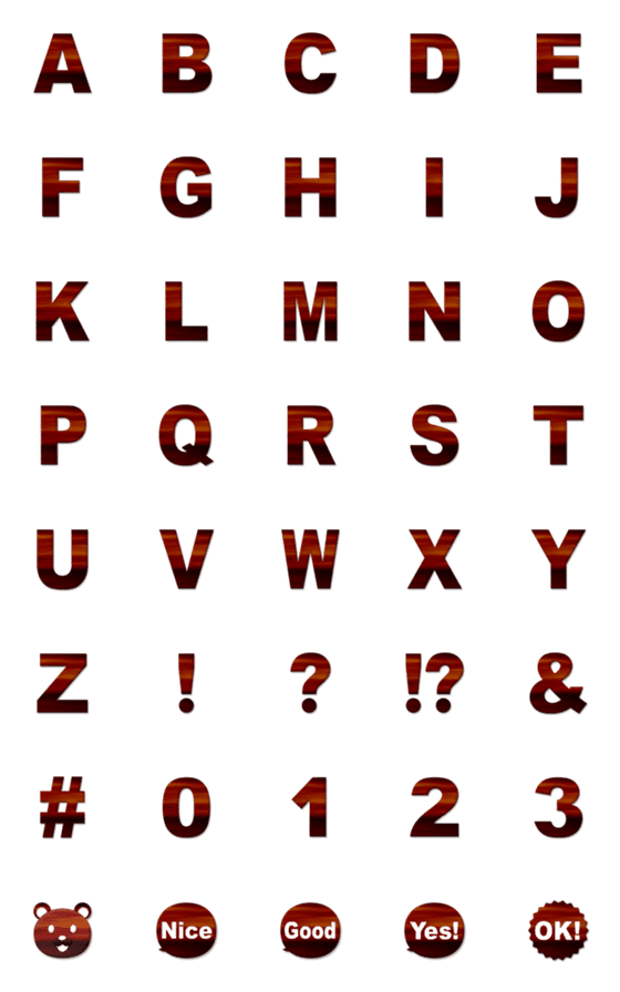 [LINE絵文字]ウッドプレート 型抜き アルファベットの画像一覧