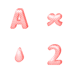 [LINE絵文字] ピンク いちご 水玉 ♥ABC 123 英語 数字の画像