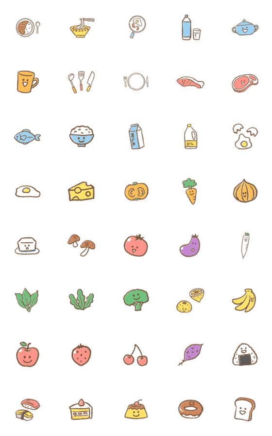 [LINE絵文字]Food Fruit Vegetables Sweetの画像一覧