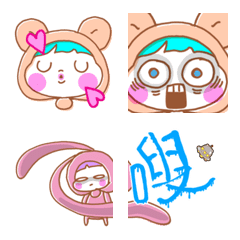[LINE絵文字] bunny ＆ bear moving emoji Taiwan ver.の画像