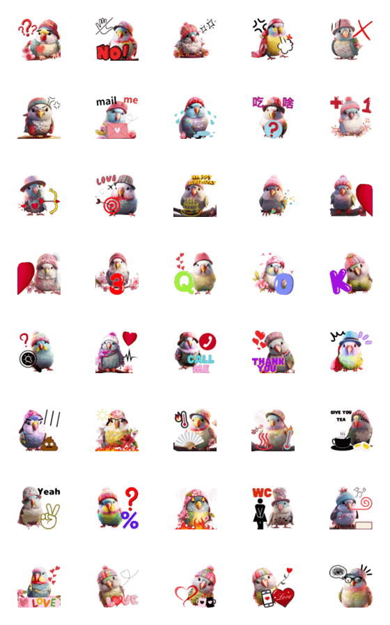 [LINE絵文字]Birds and flowers emoji stickers 1の画像一覧