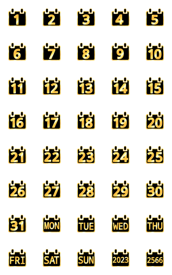 [LINE絵文字]Calendar classic black gold luxury emojiの画像一覧