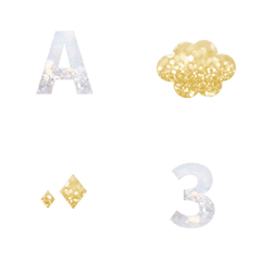 [LINE絵文字] 金 銀 グレース ♥ ABC 123 英語 数字の画像