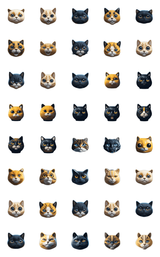 [LINE絵文字]Purr-fectly Cute Cat Emoticons VOL. 1の画像一覧