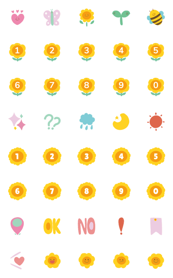 [LINE絵文字](number, symbol)mini sunflower emojiの画像一覧