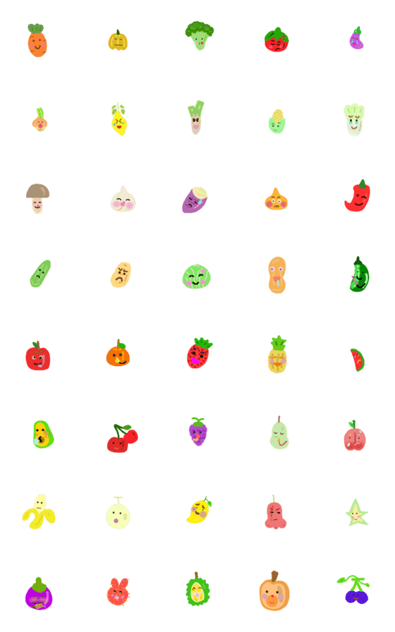 [LINE絵文字]cute vegetable patchの画像一覧