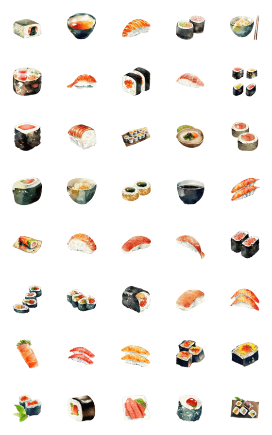[LINE絵文字]Sushi emojisの画像一覧