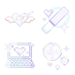 [LINE絵文字] 推し色キラキラドット絵文字[白]の画像