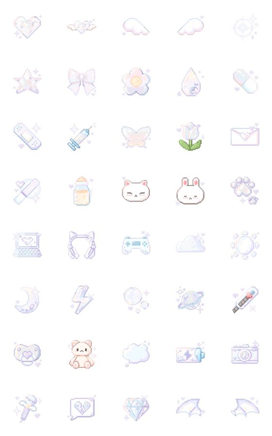 [LINE絵文字]推し色キラキラドット絵文字[白]の画像一覧