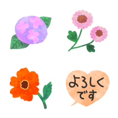 [LINE絵文字] 動く♥花＆ハート♥挨拶吹き出しの画像