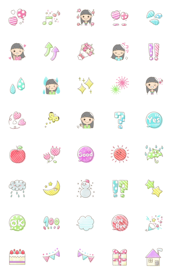[LINE絵文字]ポップで可愛い絵文字 01の画像一覧