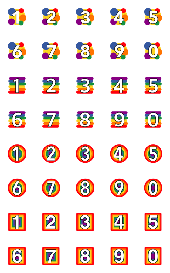 [LINE絵文字]Number classic rainbow colours emojiの画像一覧