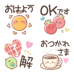 [LINE絵文字] 毎日使える可愛い挨拶えもじ＆ミニスタンプの画像