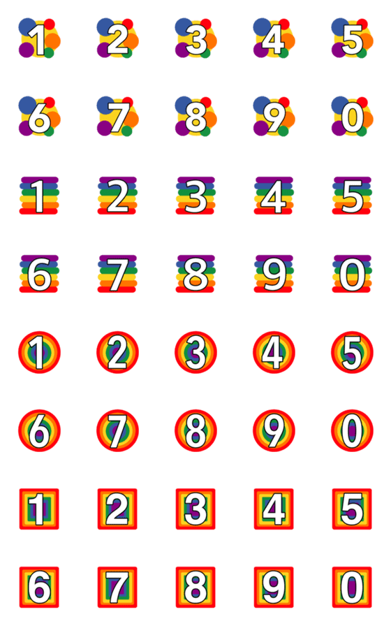 [LINE絵文字]Number classic rainbow animation emojiの画像一覧