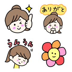 [LINE絵文字] ポニーテールの女の子絵文字の画像