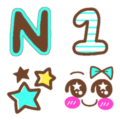 [LINE絵文字] チョコミント アルファベット＆数字♡の画像