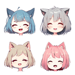 [LINE絵文字] かわいい猫耳少女-ハッピー篇の画像