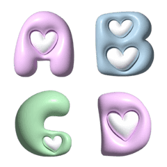 [LINE絵文字] Cute Heart Font 3Dの画像