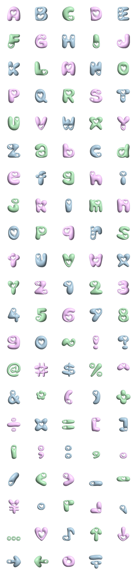 [LINE絵文字]Cute Heart Font 3Dの画像一覧